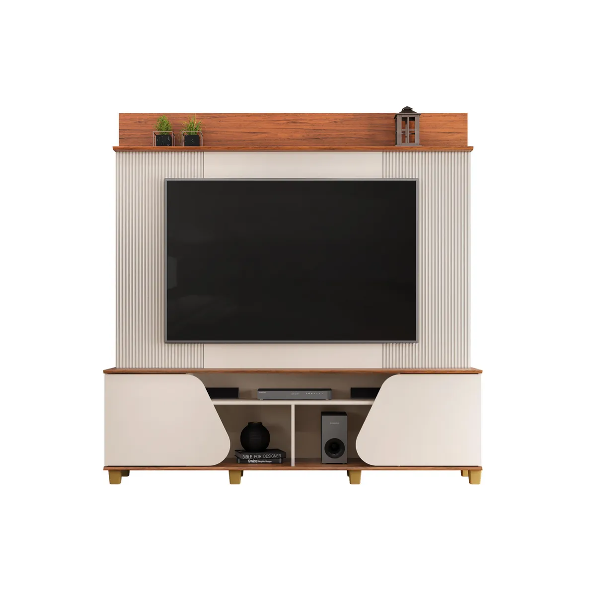 ALTAVISION - Home TV 70 " Henry OFF white freijo 182x185x35.5 cm
