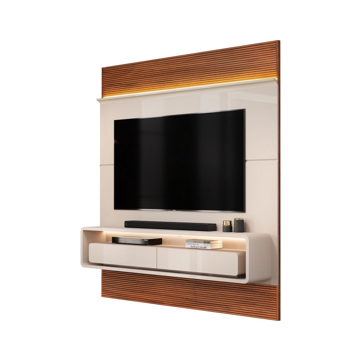 ALTAVISION - Panel TV 70 " Taylor OFF white freijo 180x207x32.5 cm