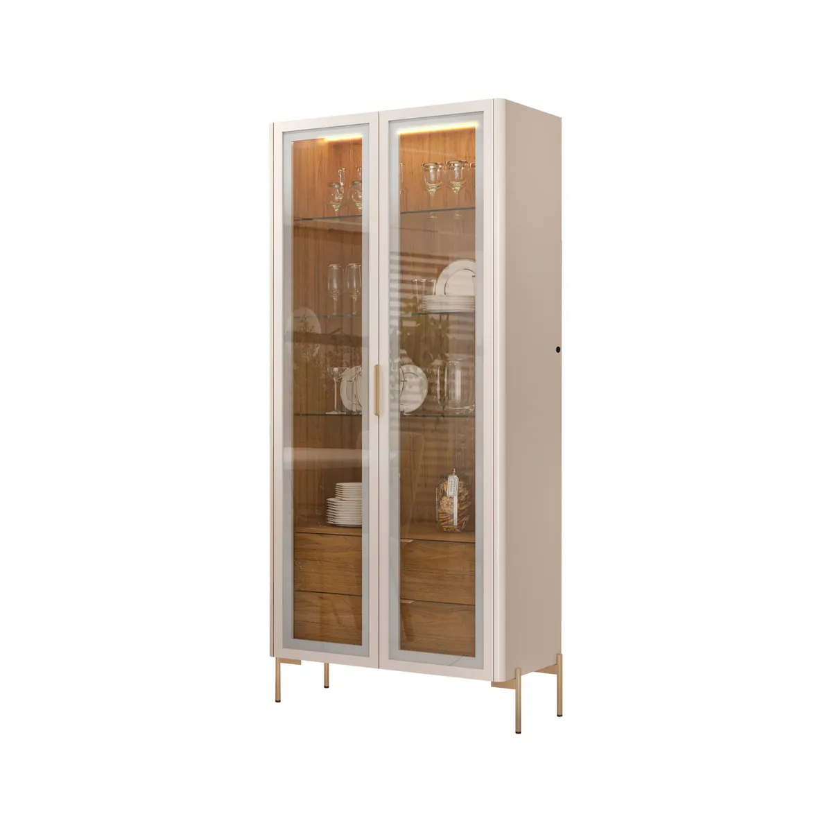 ALTAVISION - Vitrina Olivia 2 puertas 2 cajones 3 repisa vidrio