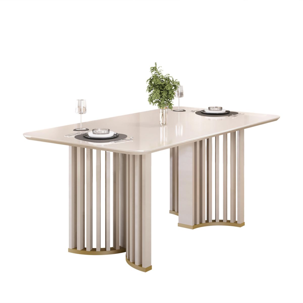 ALTAVISION - Juego de Comedor Luma 6 Sillas Mesa Rectangular 180x100x80 cm Off white