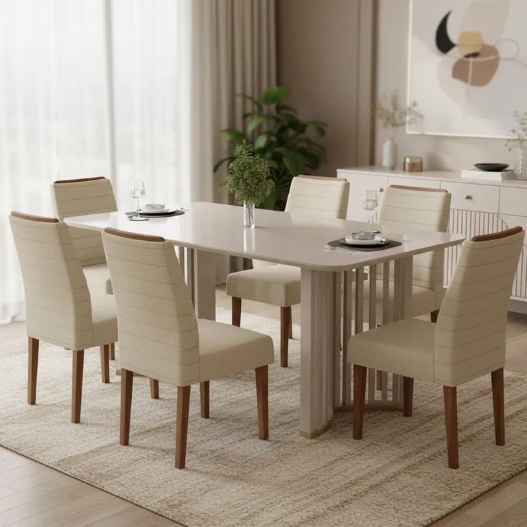 Juego de Comedor Luma 6 Sillas Mesa Rectangular 180x100x80 cm Cafe