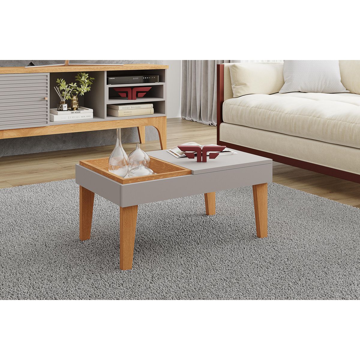 EXIT - Mesa de centro Veneza Gris-canela 41.5x68.2x34.5 cm