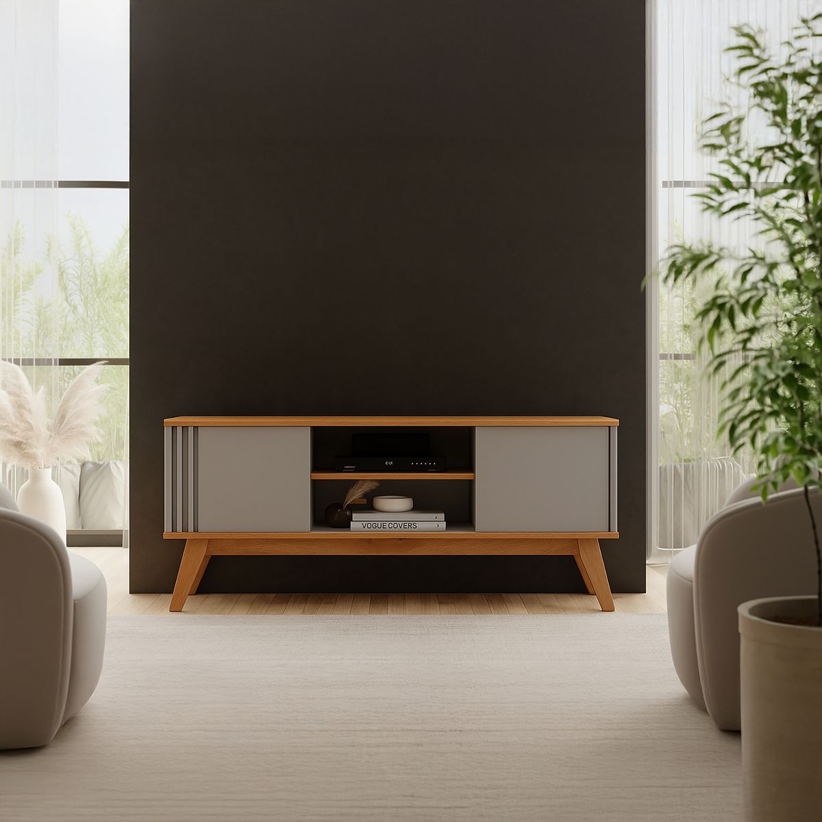 EXIT - Rack TV 65 " Vitta Gris/Canela 150x68.5x38.3 cm