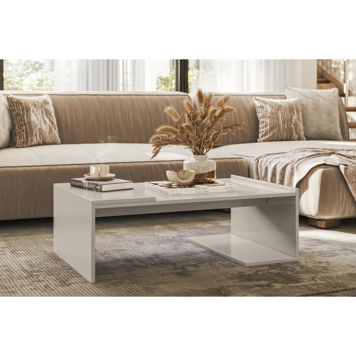 EXIT - Mesa de centro Plus Beige 54x88x30 cm