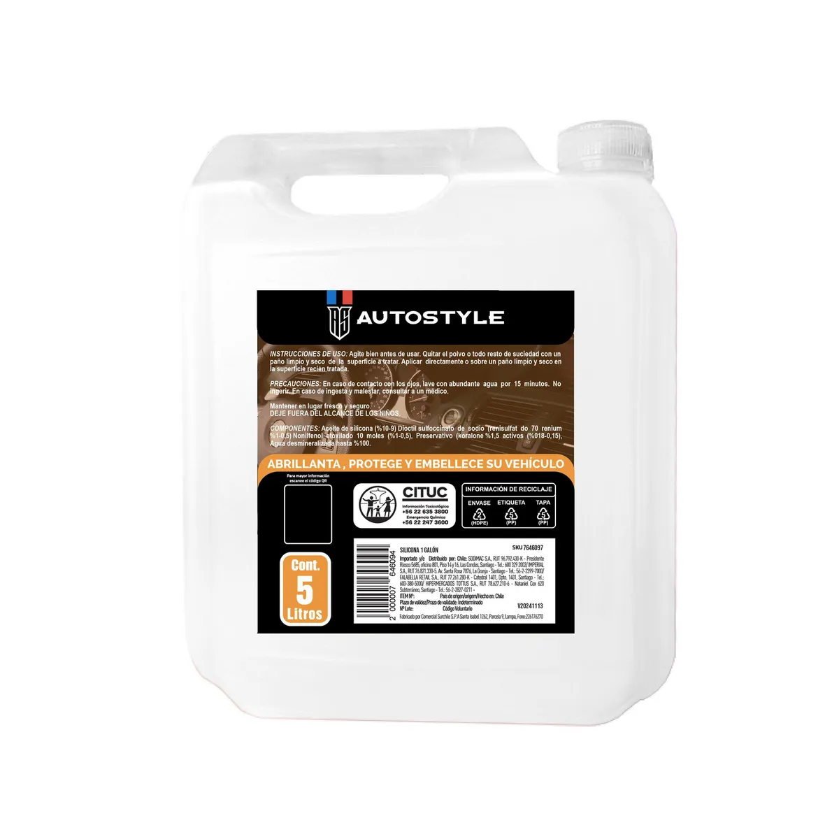 AUTOSTYLE - Silicona Líquida para Automóvil 5 Litros