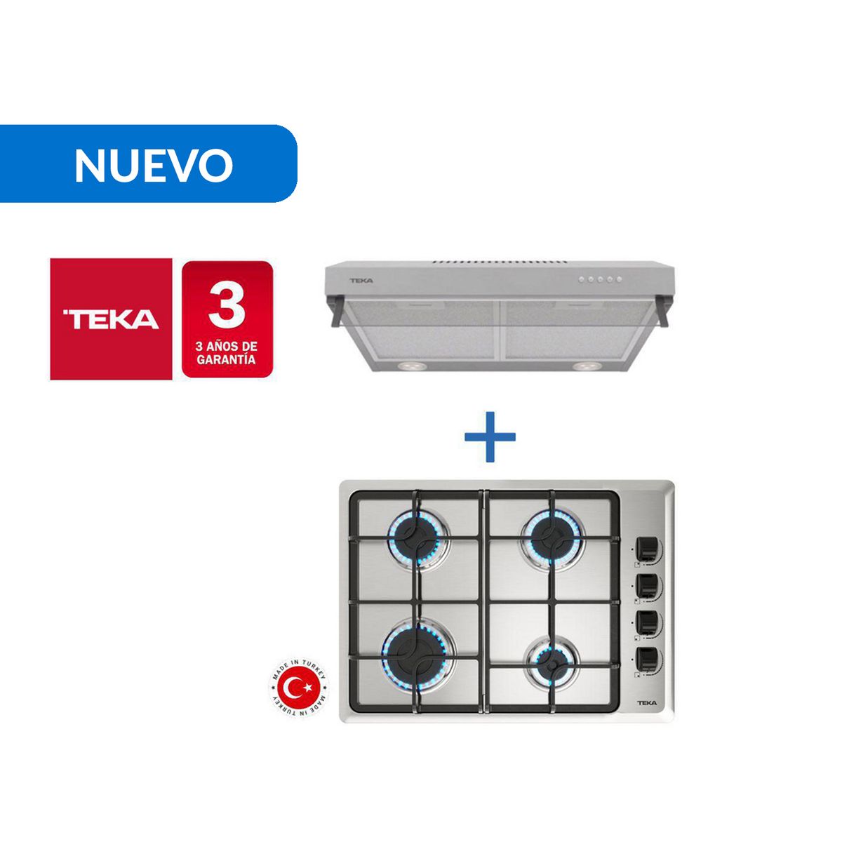 TEKA - Combo Empotrado Encimera Hlx 540 But + Campana Cx 62120 Inox