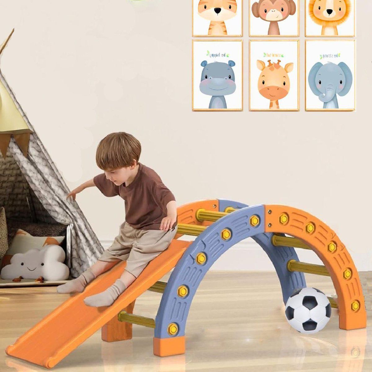 KIDSCOOL - Juego Pikler Montessori 42x64x130 cm Naranjo