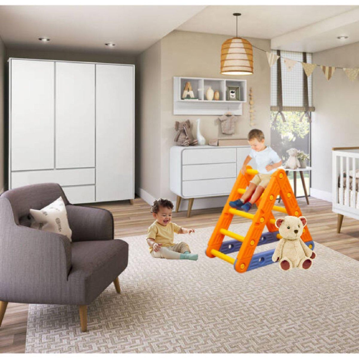 KIDSCOOL - Triangulo Pikler Montessori 42x68x77 cm Naranjo