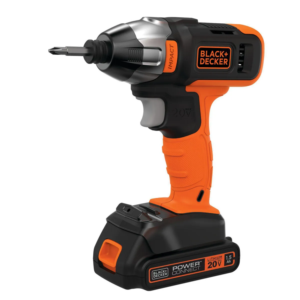 BLACK+DECKER - Kit Taladro Percutor + Atornillador 20V + Batería + Cargador + Bolso