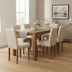 CIC - Juego de comedor Phoenix 6 Sillas Mesa Rectangular 90 cm x 75,5 cm x 150 cm Café