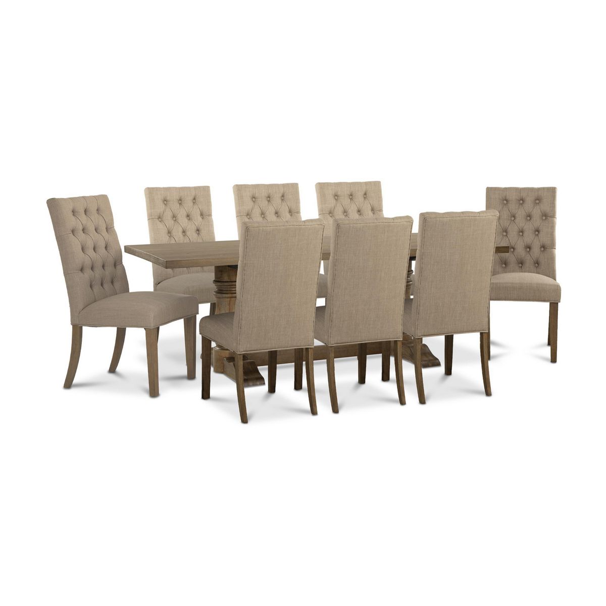 CIC - Juego de comedor Seattle 8 Sillas Mesa Rectangular 99 cm x 77,4 cm x 213 cm Café