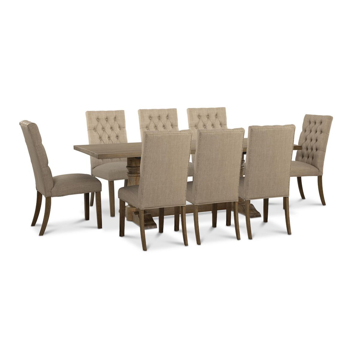 CIC - Juego de comedor Seattle 8 Sillas Mesa Rectangular 99 cm x 77,4 cm x 213 cm Café
