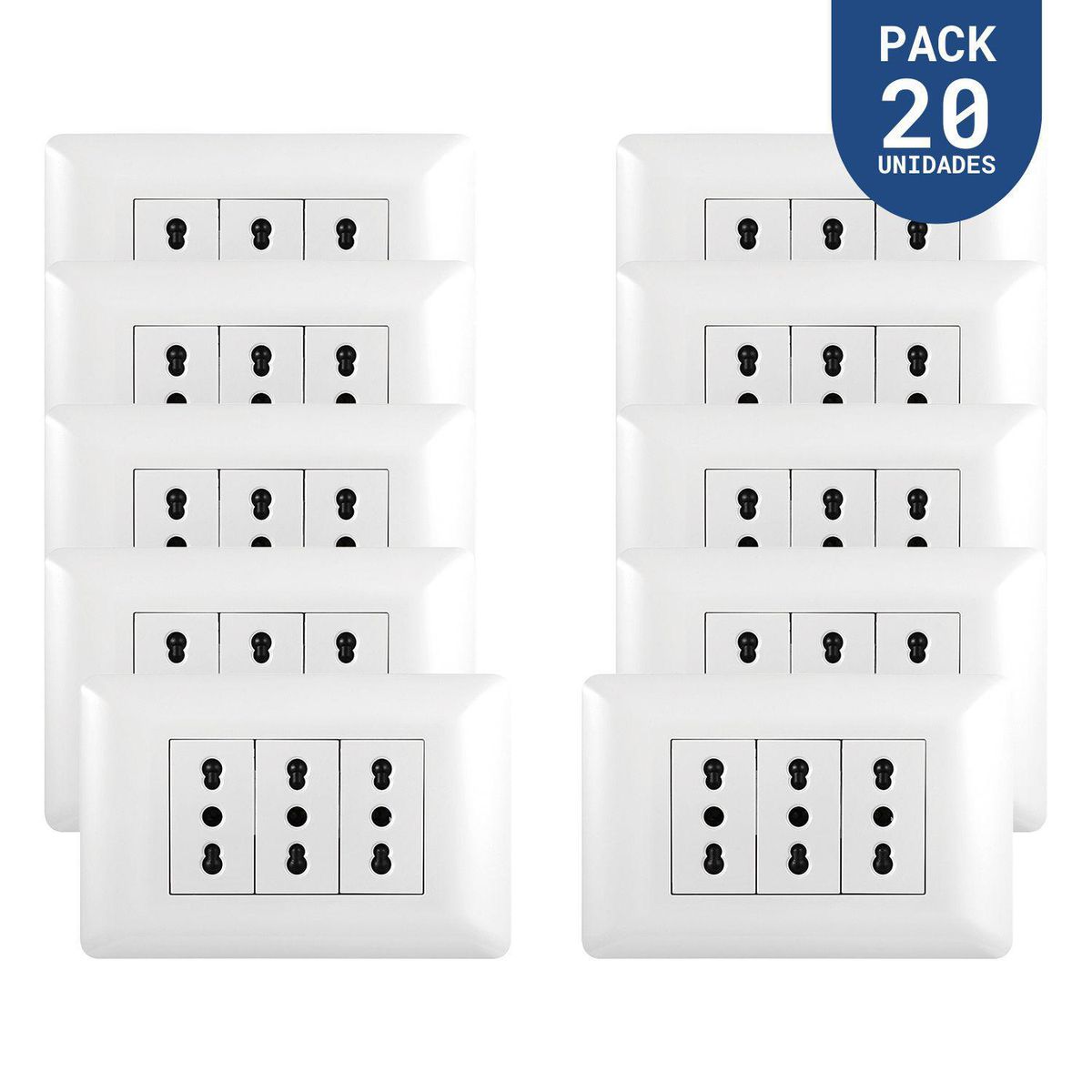 WANT - Tomacorriente Triple 10/16A 250V Blanco 20 un