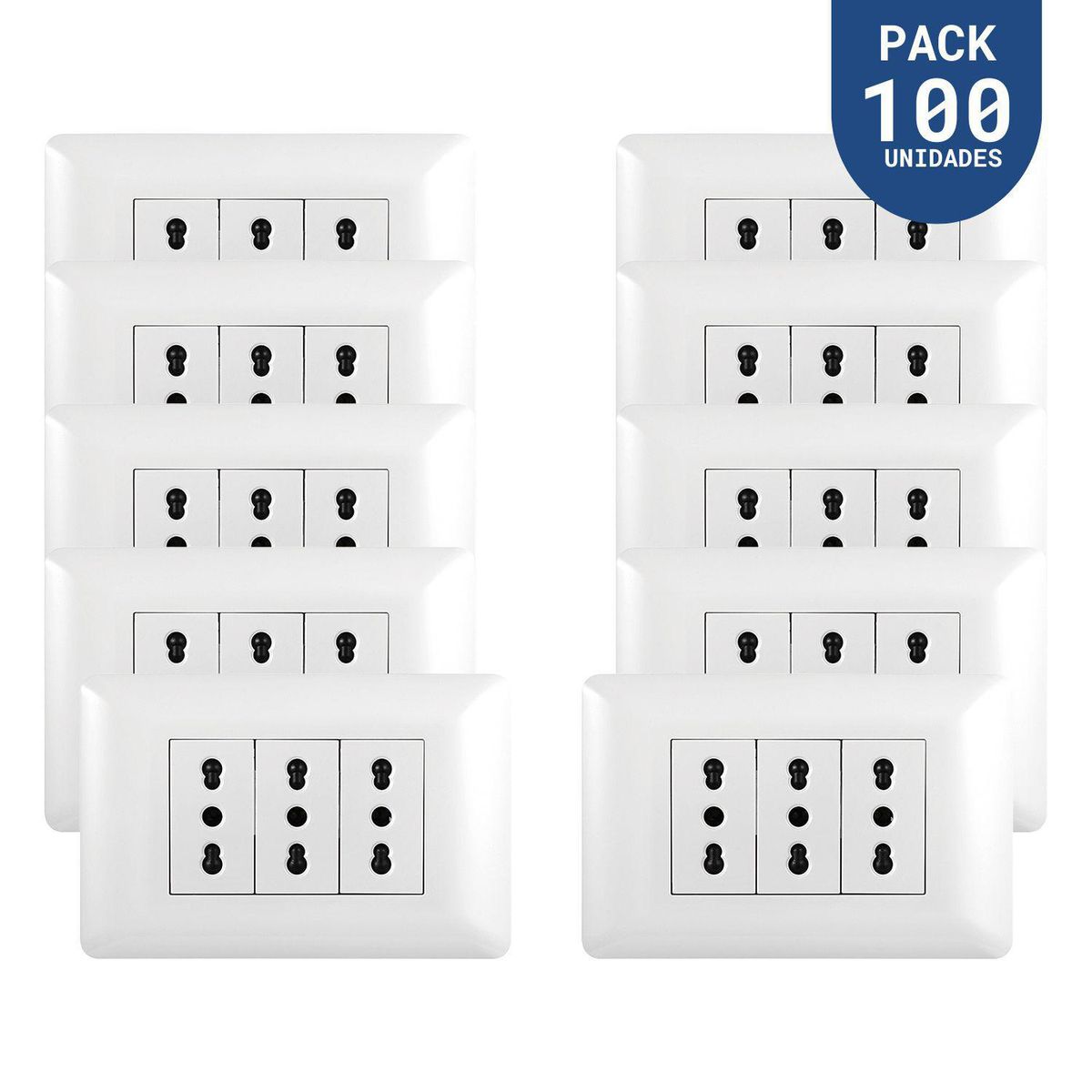 WANT - Tomacorriente Triple 10/16A 250V Blanco 100 un