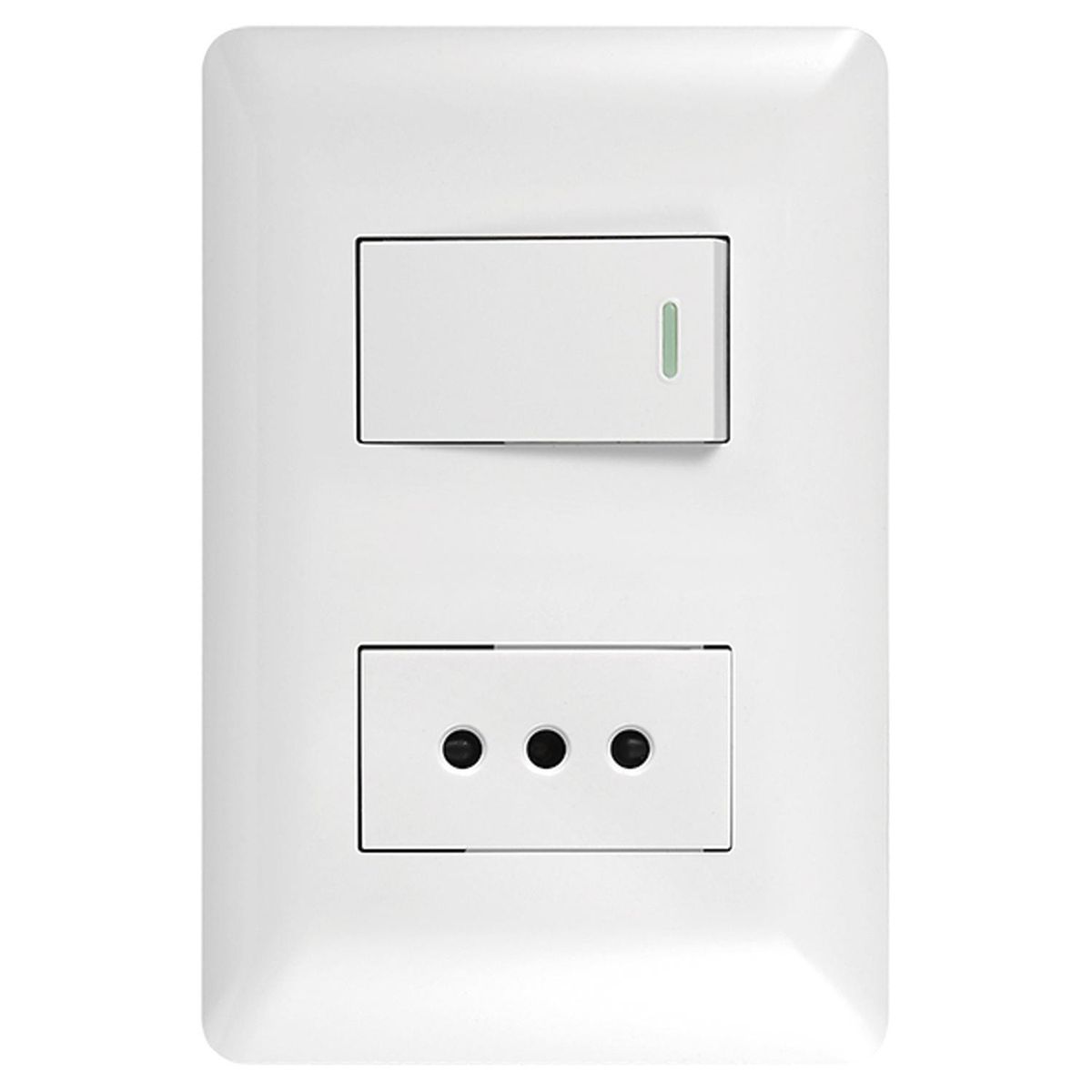 WANT - Tomacorriente Simple 10A 250V + Interruptor Simple 9/12 10A 250V Blanco 50 un