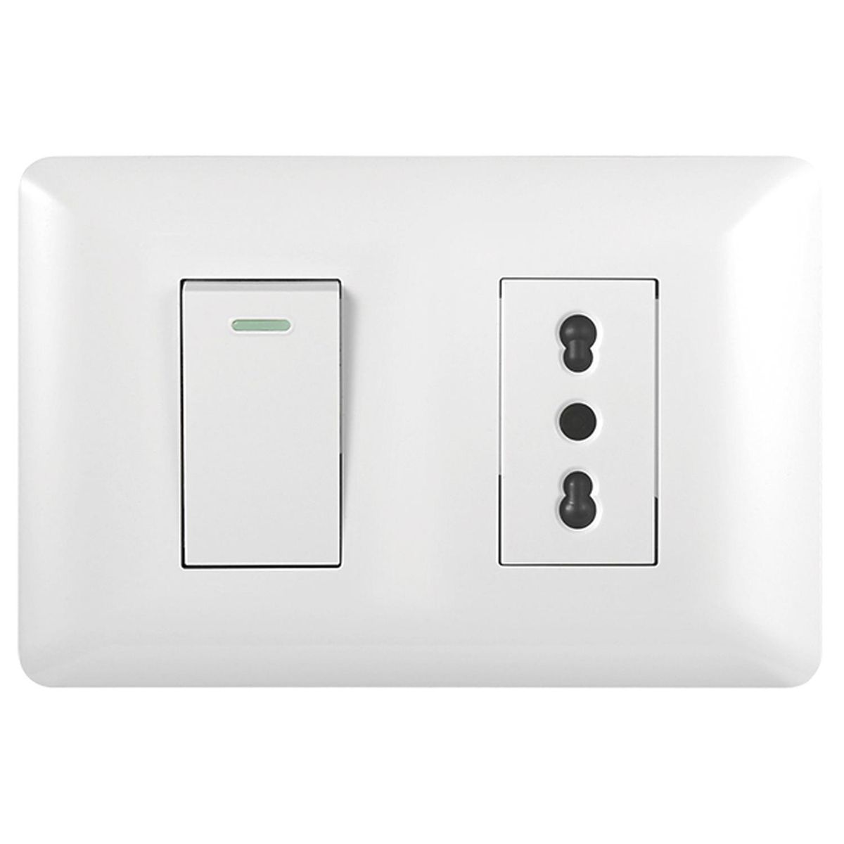 WANT - Tomacorriente Simple 10/16A 250V + Interruptor Simple 9/12 10A Blanco 100 un