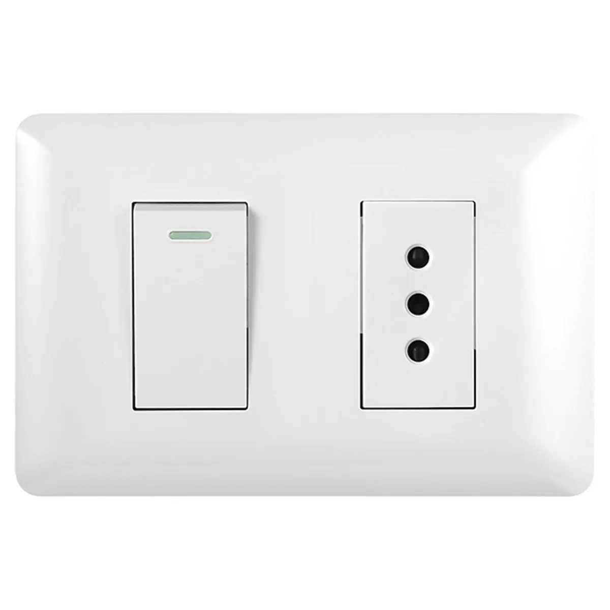 WANT - Tomacorriente Simple 10A 250V + Interruptor Simple 9/12 10A 250V Blanco 20 un