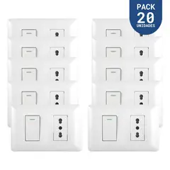 WANT - Tomacorriente Simple 10/16A 250V + Interruptor Simple 9/12 10A Blanco 20 un