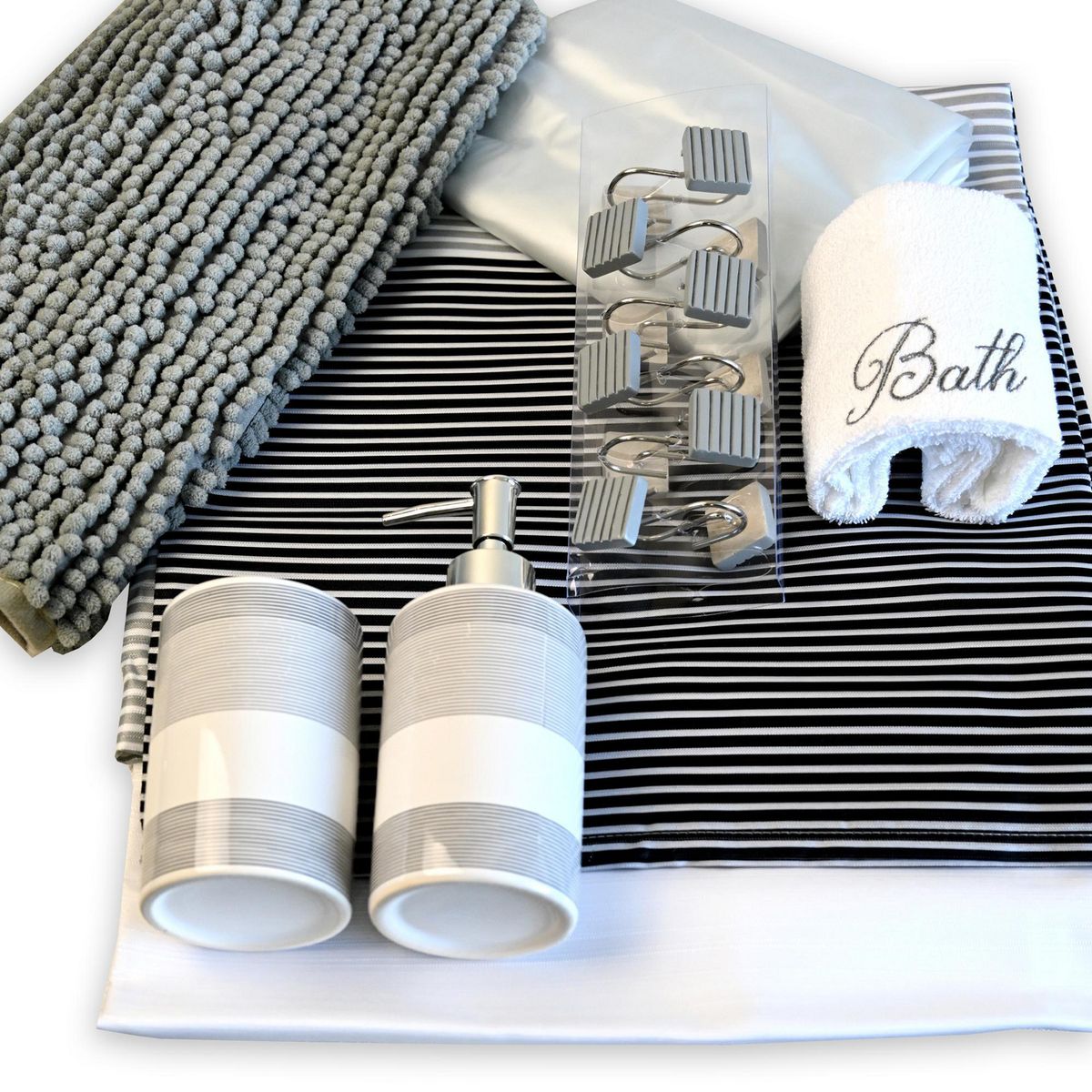 DORAL - Set de Cortina De baño 180x180 cm Gris