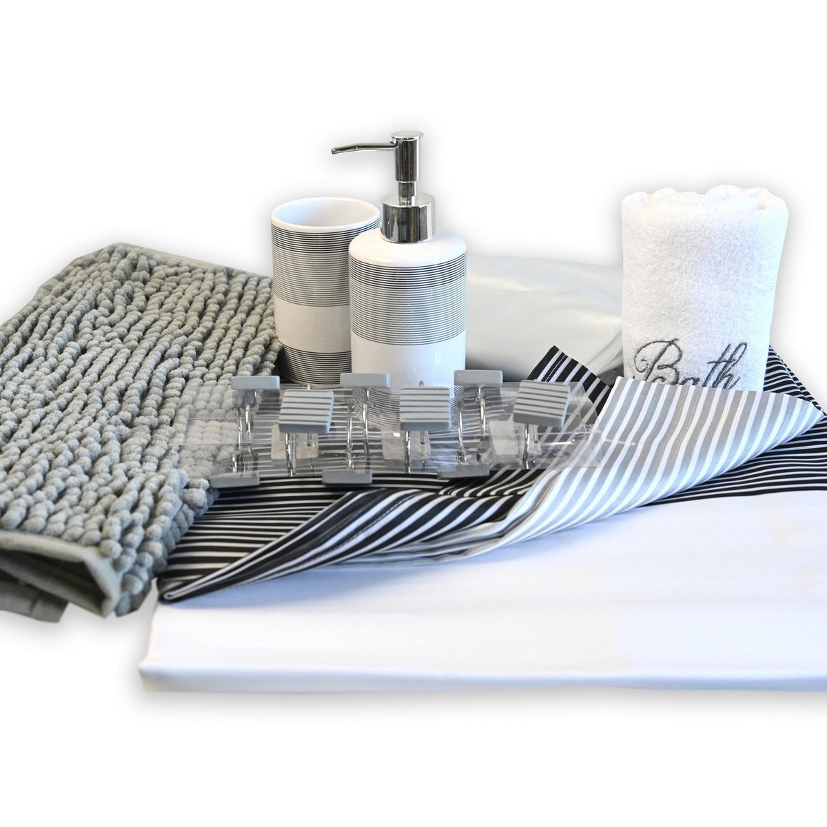 DORAL - Set de Cortina De baño 180x180 cm Gris