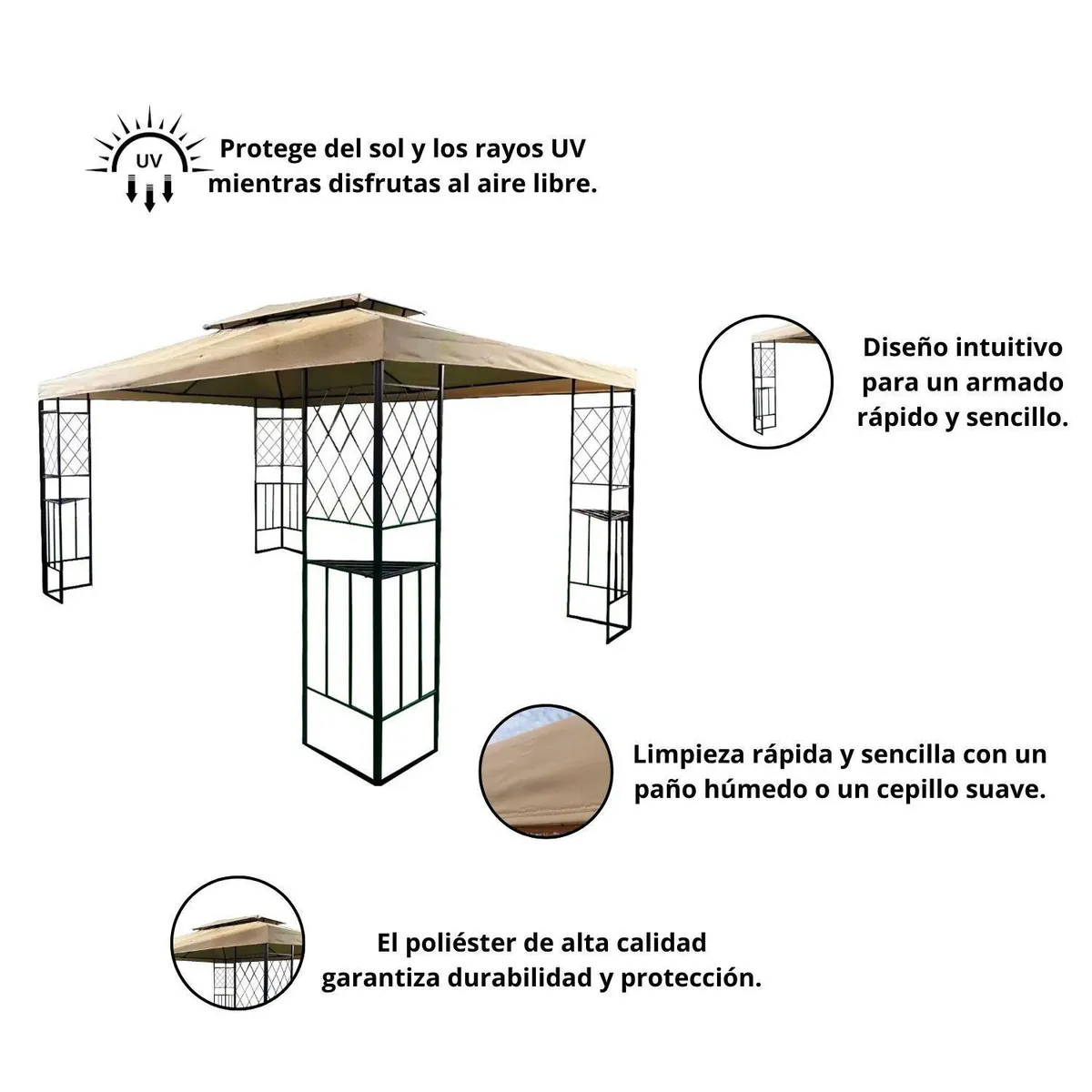 EL BARCO - Pérgola Café Poliéster 300x400x260 cm