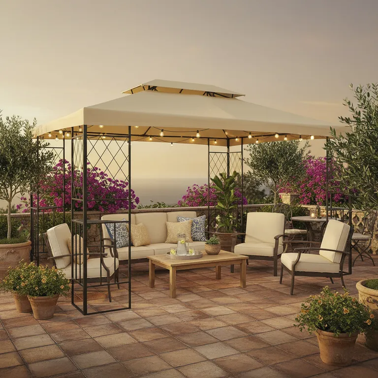 EL BARCO Pérgola Marfil Poliéster 300x400x260 cm