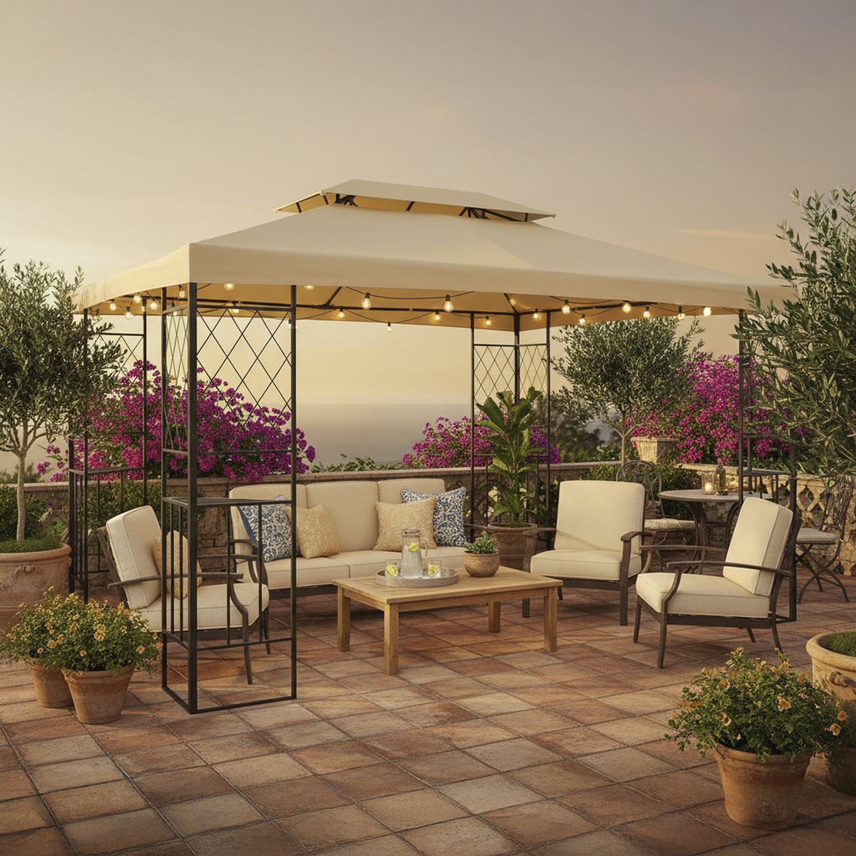 EL BARCO - Pérgola Marfil Poliéster 300x400x260 cm