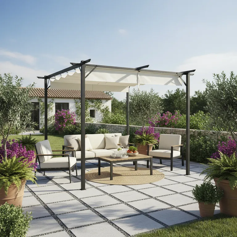 EL BARCO Pérgola Marfil Poliéster 300x300x300 cm