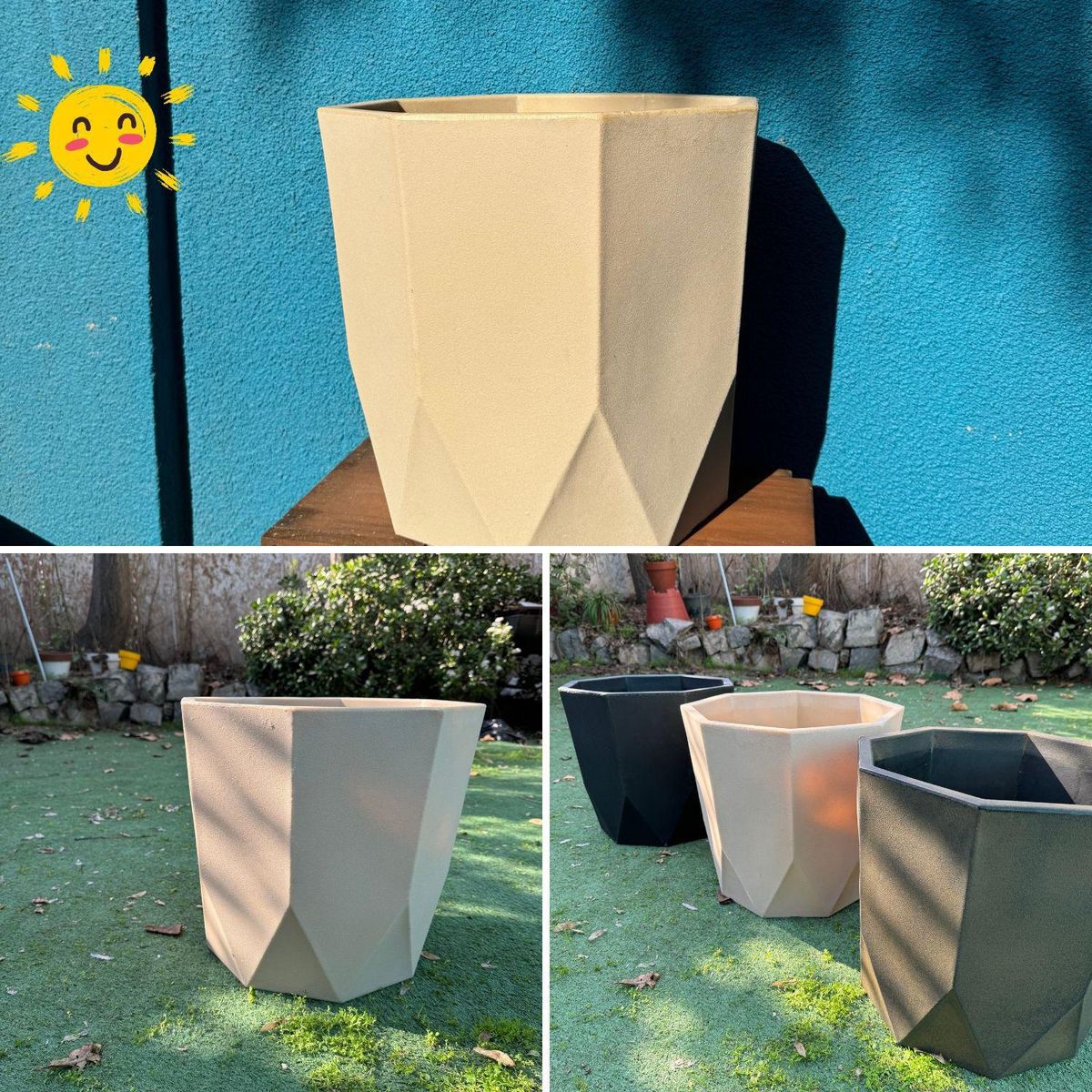 POTTERY - Macetero Grande de Polietileno 40.6x35.9 cm Crema