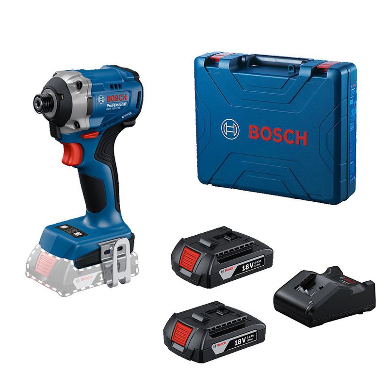 BOSCH - Atornillador de impacto 18V 215Nm + 2 baterías + cargador + maletín