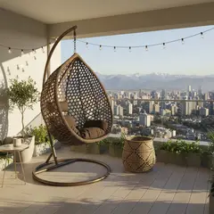 EL BARCO - Silla Colgante Hawái L Chocolate Cojín Café