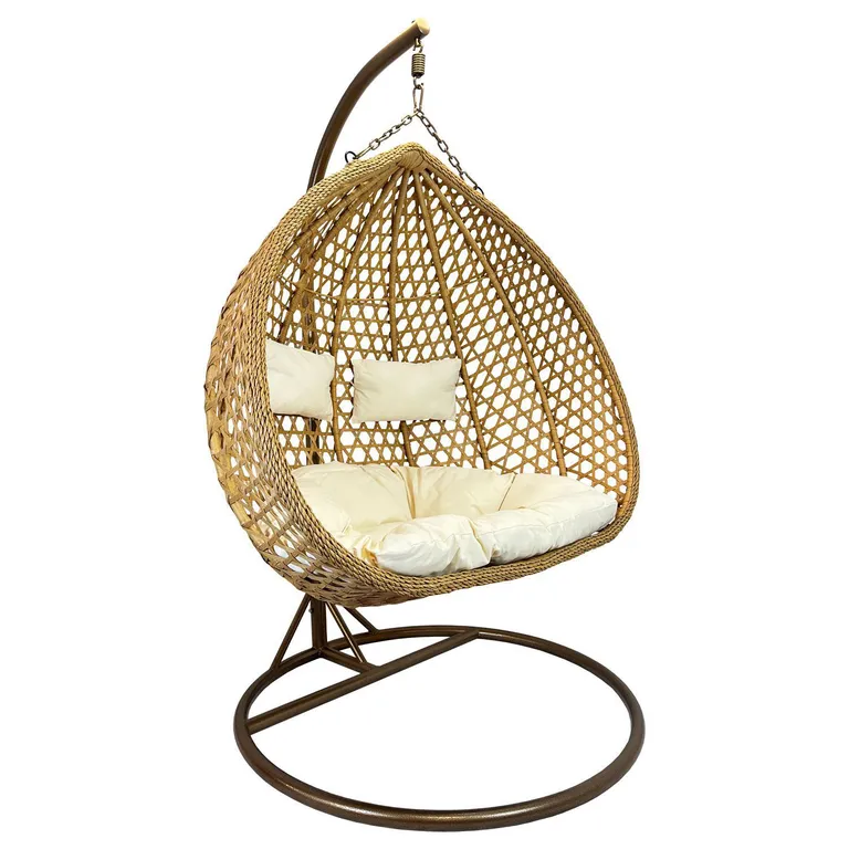 EL BARCO Silla Colgante Hawái XL Caramelo Cojín Marfil