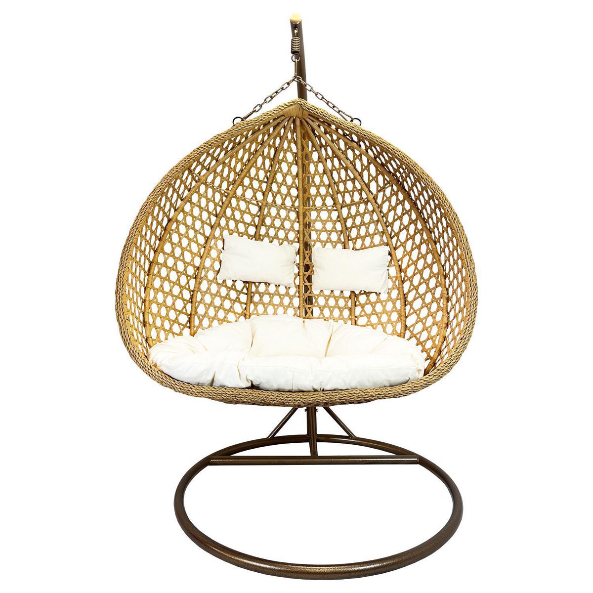 EL BARCO - Silla Colgante Hawái XL Caramelo Cojín Marfil