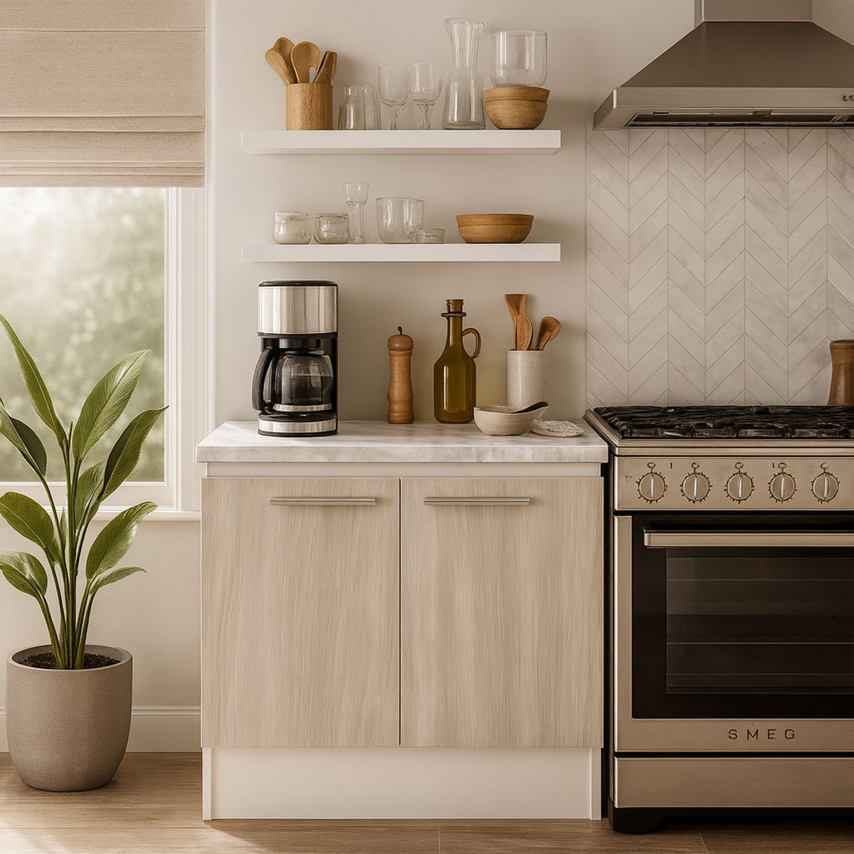 MOBIKIT - Mueble de cocina base 2 puertas 80 cm acacia arena