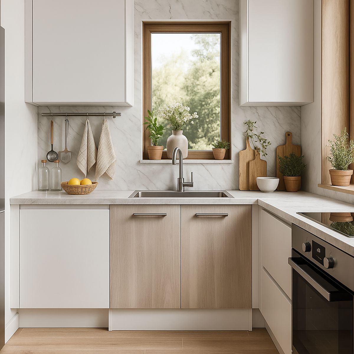 MOBIKIT - Mueble de cocina base lavaplatos 2puertas 80 cm acacia