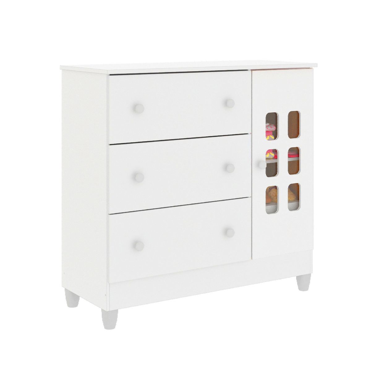 KIDSCOOL - Cómoda 3 Cajón(es) 522.1 95x92x40 cm Blanco