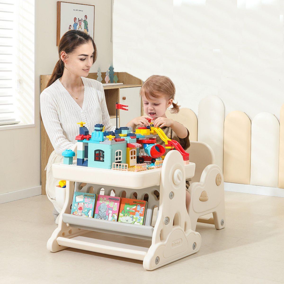 KIDSCOOL - Mesa Multifuncional Infantil Kinder Play Blanco 59x46x52 cm