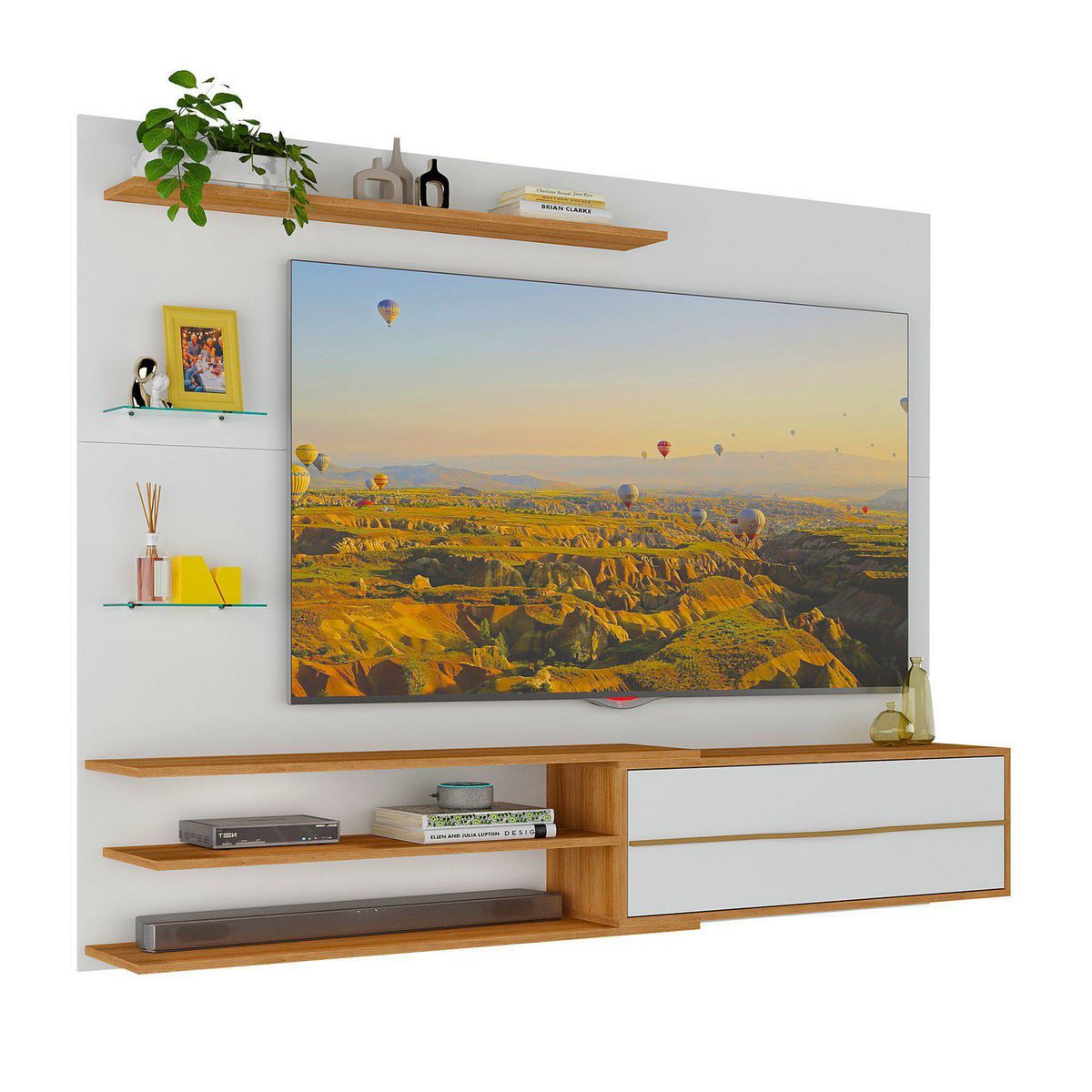 BE DESIGN - Rack TV 65 " MP1064.0001 Blanco miel 180x141.5x30 cm