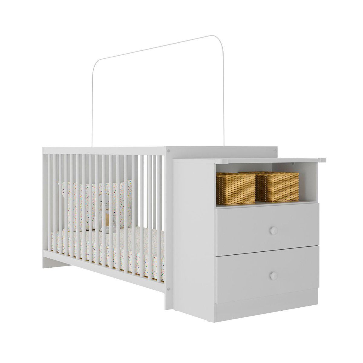 KIDSCOOL - Cuna con cómoda 2870.0001 Blanco 72x66x167 cm