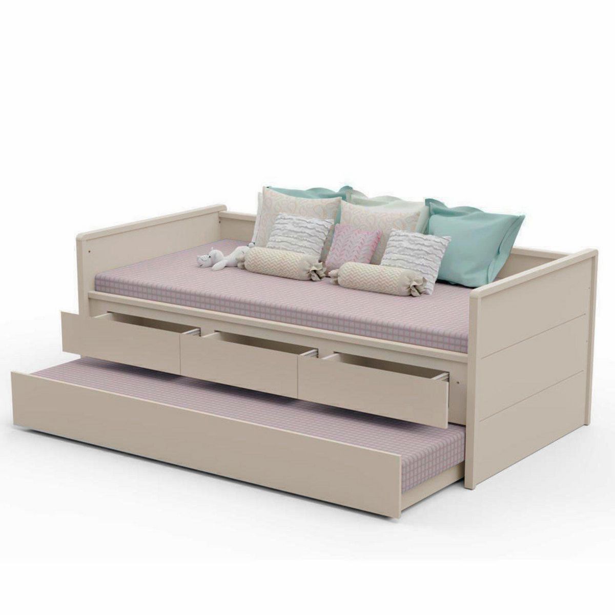 KIDSCOOL - Cama Nido Infantil Lais 3 Cajones Perla