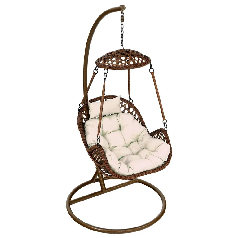 Silla Colgante Nipona Chocolate Cojín Marfil