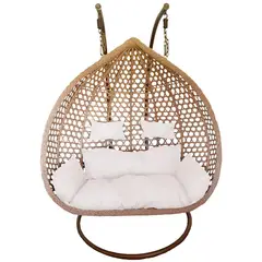 EL BARCO - Silla Colgante Hawái XXL Caramelo Cojín Marfil