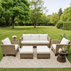 EL BARCO - Juego de Terraza Living Emilia 7 Personas Café