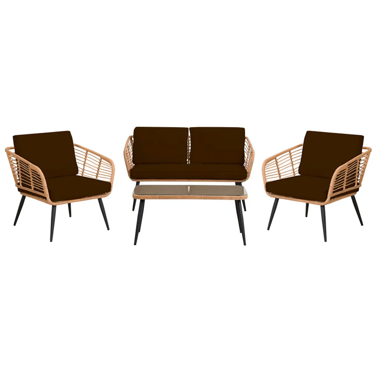 EL BARCO - Juego de Terraza Living Bali 4 Personas Café