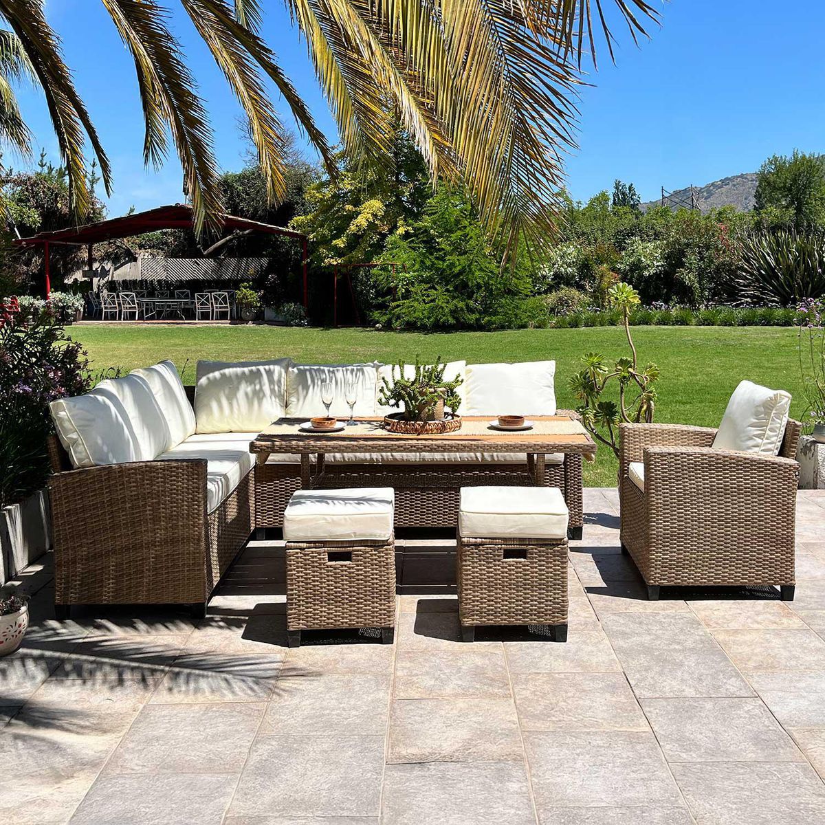 EL BARCO - Juego de Terraza Living Anastasia 10 Personas Café