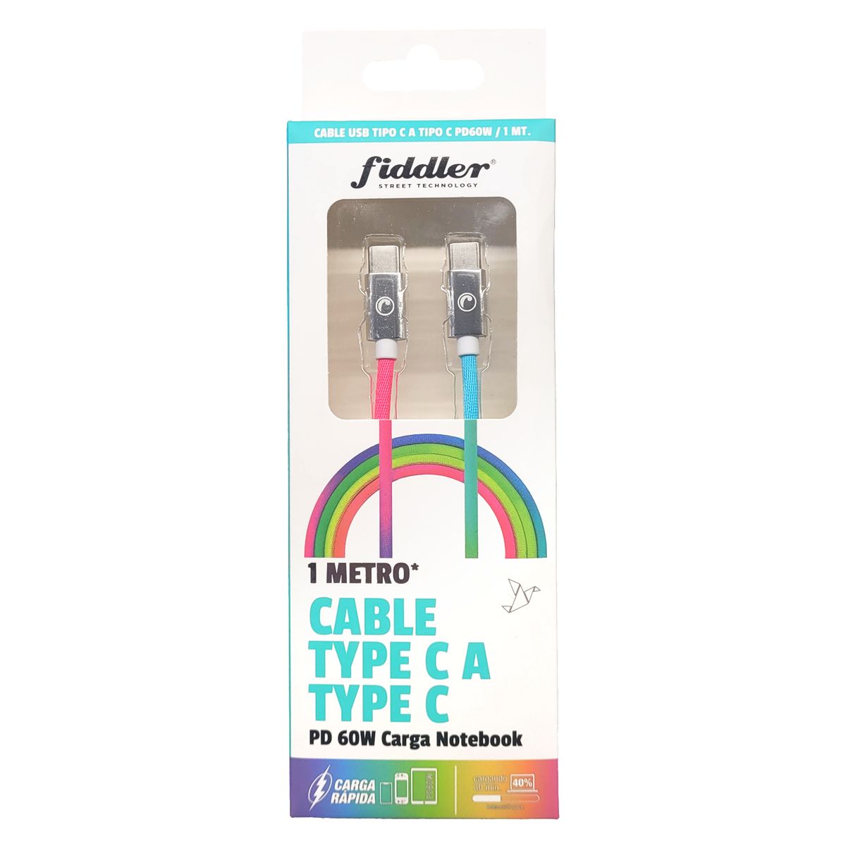 FIDDLER - Cable Cargador Usb Tipo C 60W 1 Metro