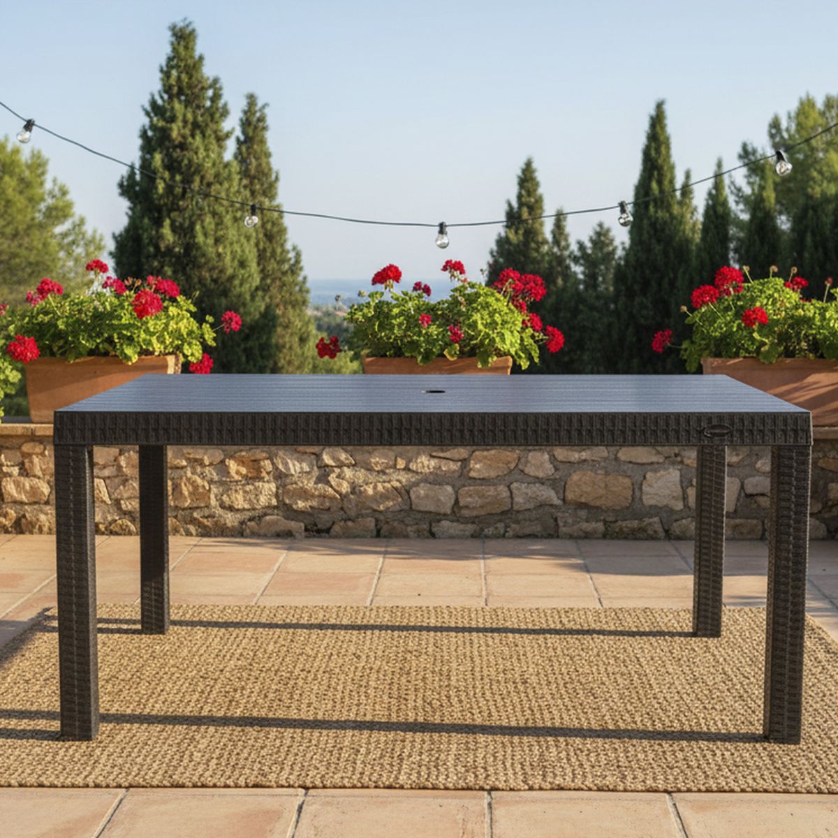 EL BARCO - Mesa Rectangular Polipropileno 90x74x155 cm Chocolate