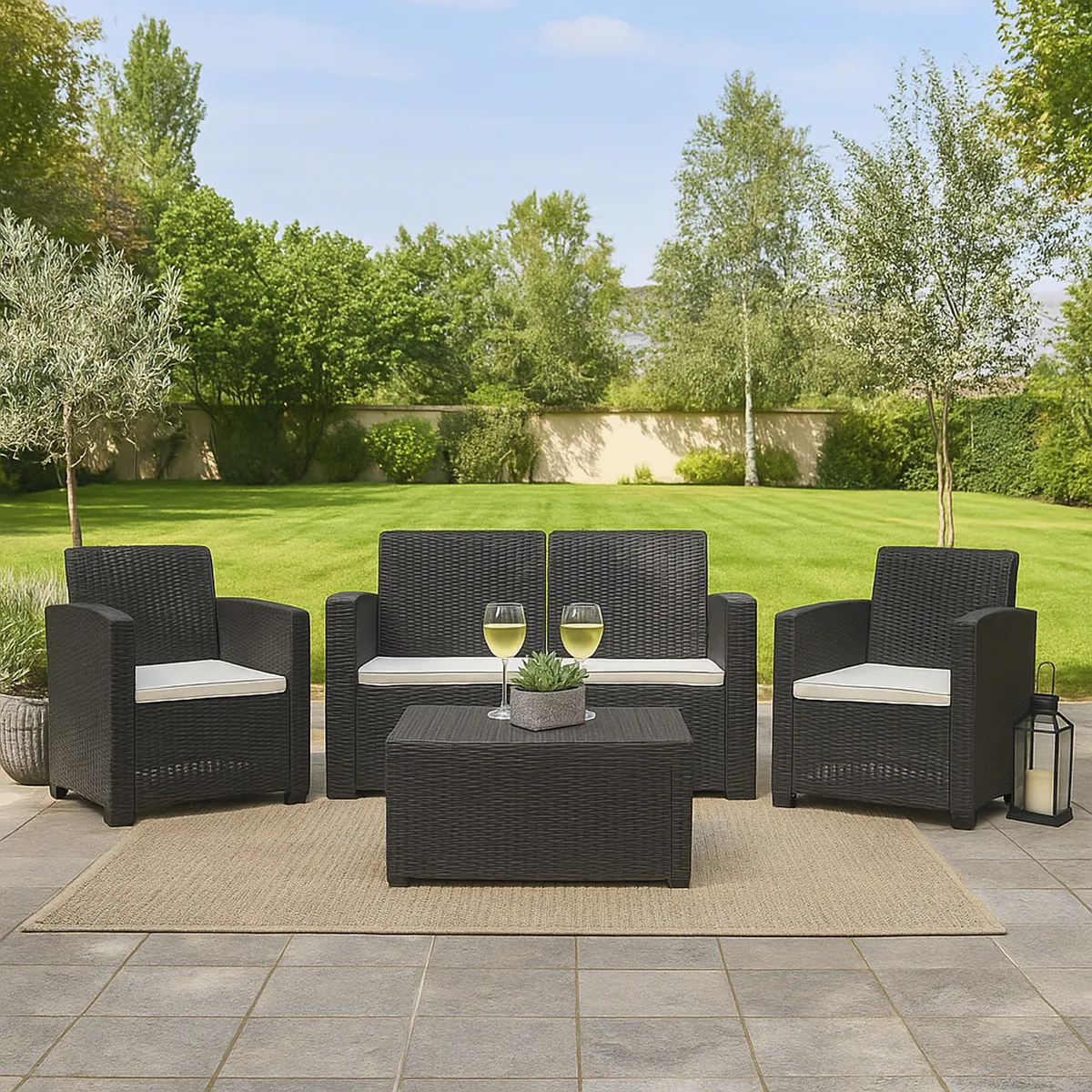 EL BARCO - Juego de Terraza Living Alamo 4 Personas Chocolate