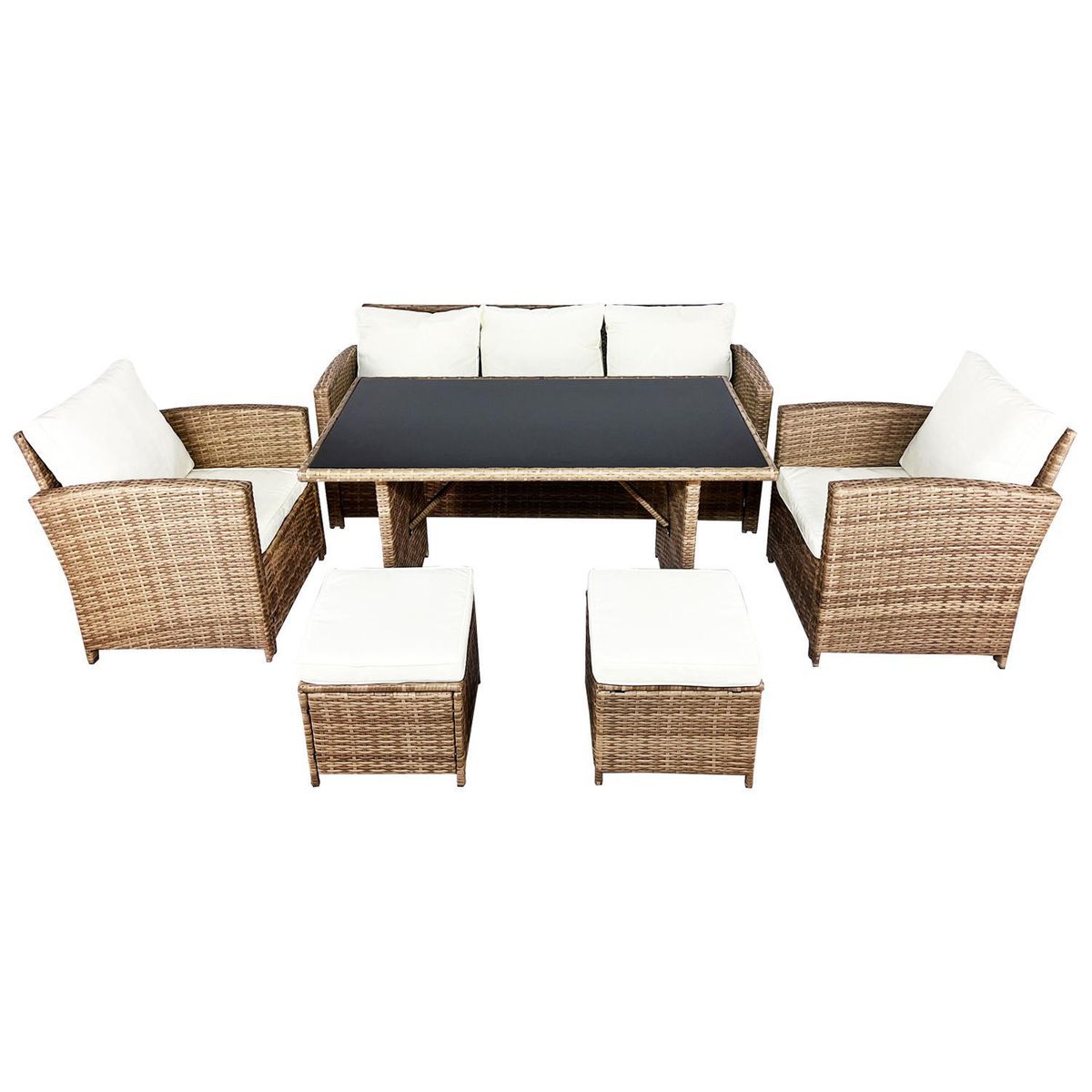 EL BARCO - Juego de Terraza Living Aurora 7 Personas Café