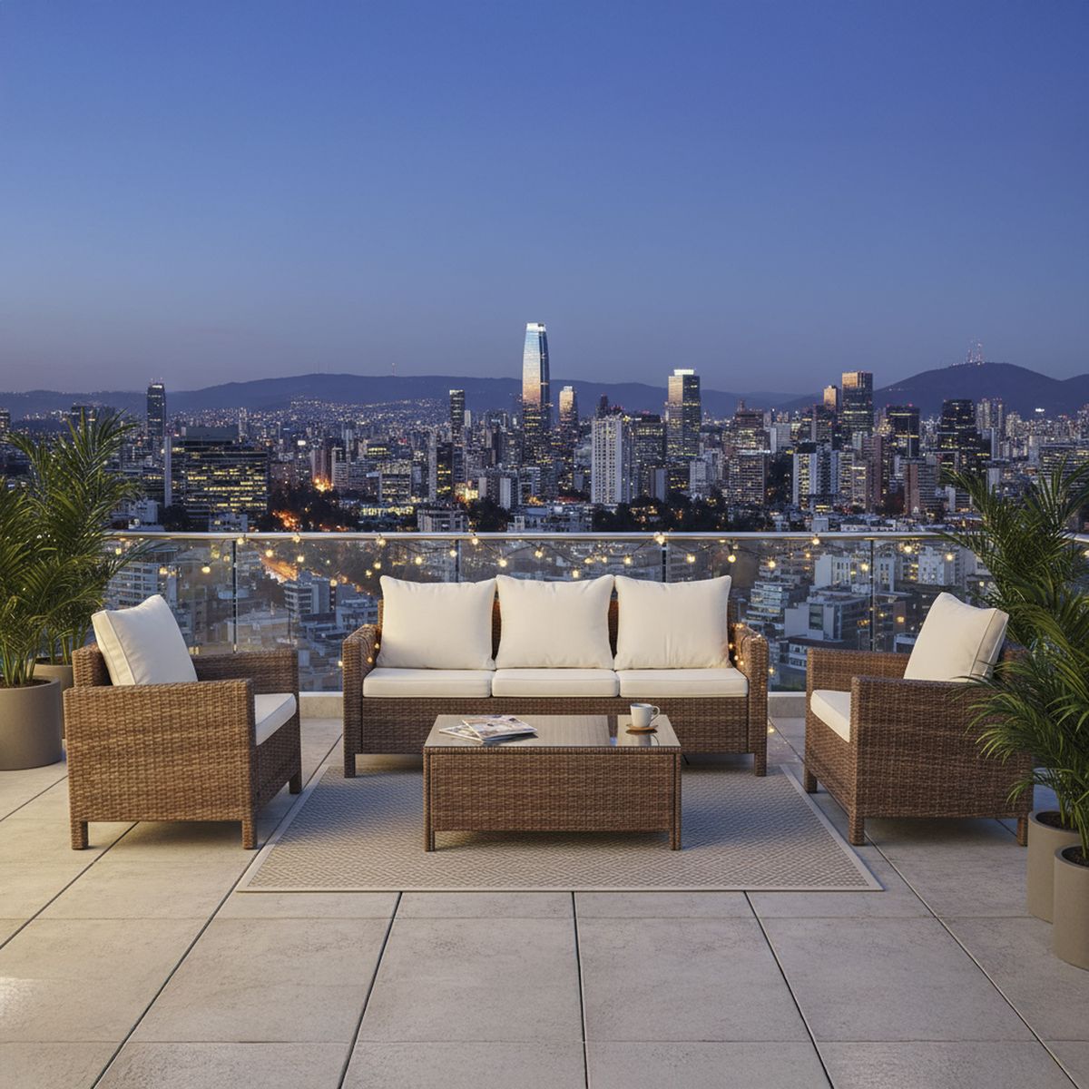 EL BARCO - Juego de Terraza Living Alicia 5 Personas Café